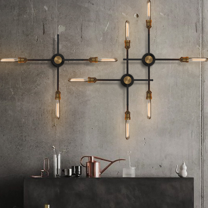 Frendorf | 2/3 Koppen Metalen Wandlamp Colonialistisch Zwart en Goud Gekruiste Woonkamer Wandbevestiging Verlichting