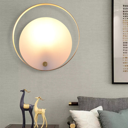Frendorf | 1-Licht Ronde Flush Wandlamp Koloniaal Wit Acryl Wandverlichting voor Woonkamer