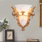 Frendorf | Bell Frosted Glass Wandlamp Koloniaal 1 Lampe Wohnzimmer Deckenlampe in Weiß/Gold/Weiß und Gold