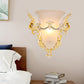 Frendorf | Bell Frosted Glass Wandlamp Koloniaal 1 Lampe Wohnzimmer Deckenlampe in Weiß/Gold/Weiß und Gold