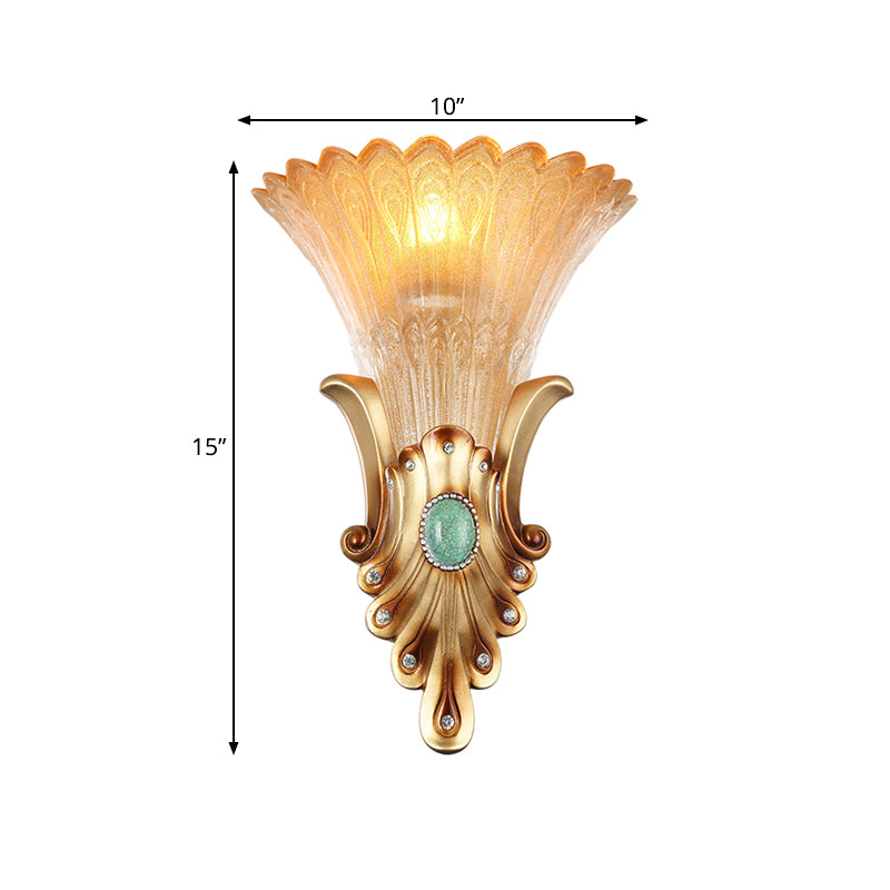 Frendorf | 10"/13" Breite Gold 1-Licht Deckenleuchte Kolonialismus Mattglas Ausgeflippte Wandleuchte für das Schlafzimmer