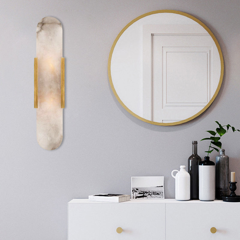 Frendorf | 2 Leuchten Bar Deckenleuchte Kolonial Gold/Schwarzes Marmor Wandbeleuchtung für Esszimmer