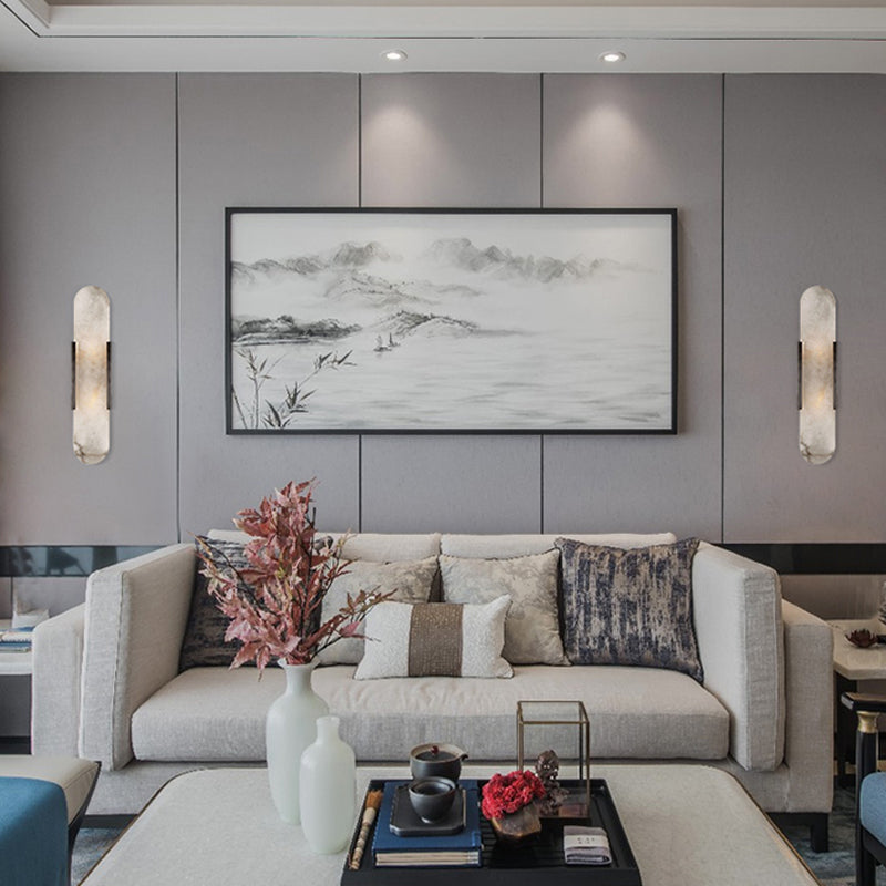 Frendorf | 2 Leuchten Bar Deckenleuchte Kolonial Gold/Schwarzes Marmor Wandbeleuchtung für Esszimmer