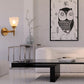 Frendorf | 1/2-Birne Gitterglas Wandlampe mit Schalenlampenschirm Loft Schlafzimmer Wandmontage Licht in Messing-Finish