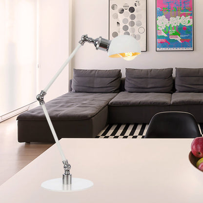 Dome Study Room Reading Lamp Metall 4"/8.5" Breit 1 Licht Industrie Stilvoll Schreibtischbeleuchtung in Weiß, 8"+8"/8"+8"+8" Länge Arm