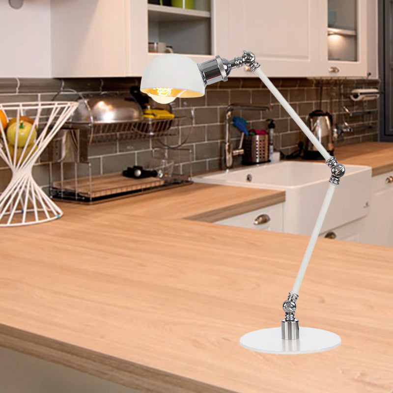 Dome Study Room Reading Lamp Metall 4"/8.5" Breit 1 Licht Industrie Stilvoll Schreibtischbeleuchtung in Weiß, 8"+8"/8"+8"+8" Länge Arm