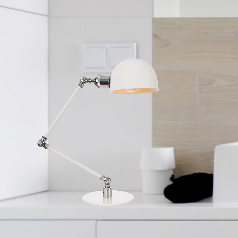 Dome Study Room Reading Lamp Metall 4"/8.5" Breit 1 Licht Industrie Stilvoll Schreibtischbeleuchtung in Weiß, 8"+8"/8"+8"+8" Länge Arm