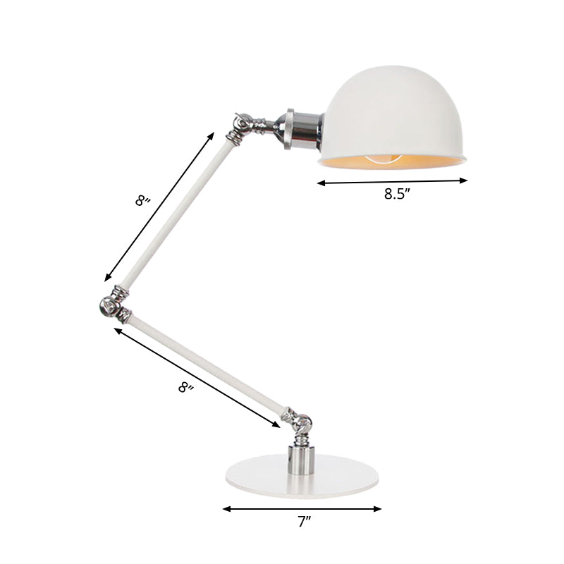 Dome Study Room Reading Lamp Metall 4"/8.5" Breit 1 Licht Industrie Stilvoll Schreibtischbeleuchtung in Weiß, 8"+8"/8"+8"+8" Länge Arm
