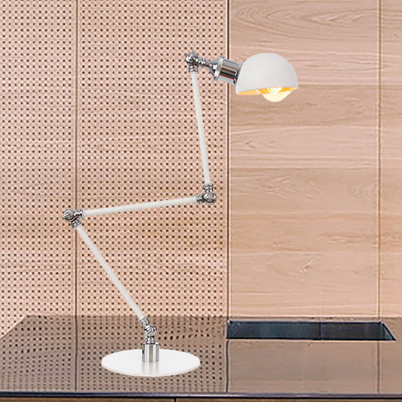 Dome Study Room Reading Lamp Metall 4"/8.5" Breit 1 Licht Industrie Stilvoll Schreibtischbeleuchtung in Weiß, 8"+8"/8"+8"+8" Länge Arm