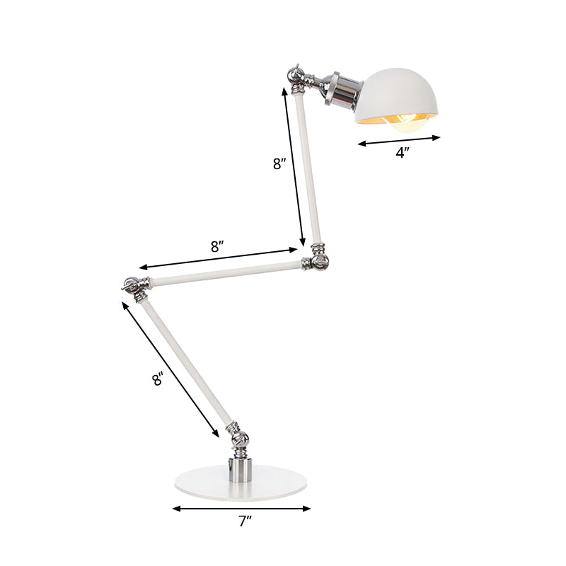 Dome Study Room Reading Lamp Metall 4"/8.5" Breit 1 Licht Industrie Stilvoll Schreibtischbeleuchtung in Weiß, 8"+8"/8"+8"+8" Länge Arm