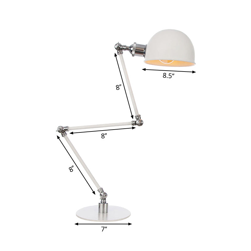 Dome Study Room Reading Lamp Metall 4"/8.5" Breit 1 Licht Industrie Stilvoll Schreibtischbeleuchtung in Weiß, 8"+8"/8"+8"+8" Länge Arm