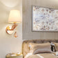 Frendorf | Stof Witte/Rode/Blauwe Wandlamp Tapered Bell 1-Lichts Traditionele Wandlamp voor Slaapkamer met Kristallen Ddrop