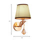 Frendorf | Stof Witte/Rode/Blauwe Wandlamp Tapered Bell 1-Lichts Traditionele Wandlamp voor Slaapkamer met Kristallen Ddrop