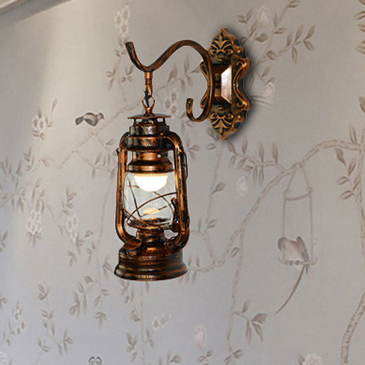 Frendorf | 1 Lichtheldere Glazen Wandlamp Licht Coastal Bronze Kerosine Woonkamer Verlichtingsarmatuur