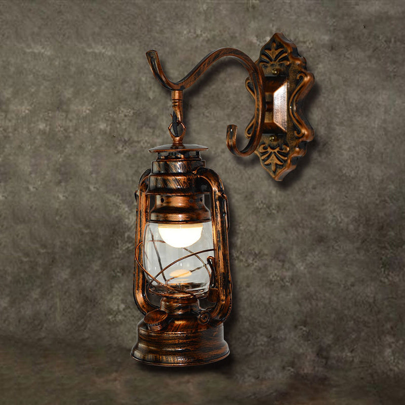 Frendorf | 1 Lichtheldere Glazen Wandlamp Licht Coastal Bronze Kerosine Woonkamer Verlichtingsarmatuur
