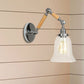 Frendorf | Flared Wohnzimmer Wandlicht Leuchte Vintage Klarglas Prismen glas 1 Licht Chrom Wandleuchte mit 8"+8"/6"+6"/8"+4" Holzarm