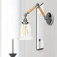 Frendorf | Flared Wohnzimmer Wandlicht Leuchte Vintage Klarglas Prismen glas 1 Licht Chrom Wandleuchte mit 8"+8"/6"+6"/8"+4" Holzarm