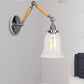 Frendorf | Flared Wohnzimmer Wandlicht Leuchte Vintage Klarglas Prismen glas 1 Licht Chrom Wandleuchte mit 8"+8"/6"+6"/8"+4" Holzarm