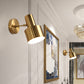 Frendorf | Verstelbare 1 Kop Mini Wandlamp Eenvoudige Gouden Afwerking IJzeren Ronde Wandspotlight, 5"/5,5" Breed