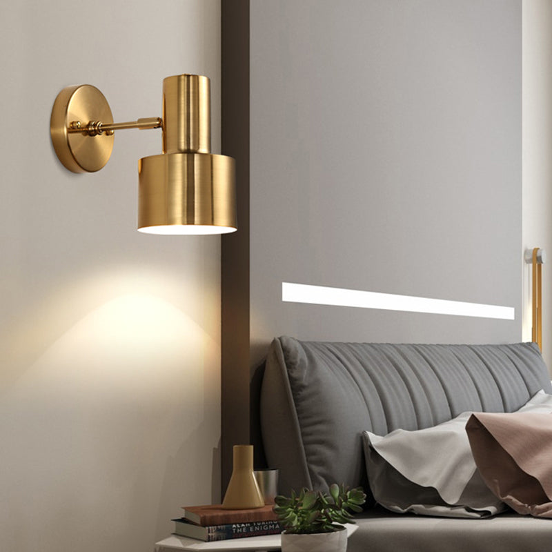 Frendorf | Verstelbare 1 Kop Mini Wandlamp Eenvoudige Gouden Afwerking IJzeren Ronde Wandspotlight, 5"/5,5" Breed