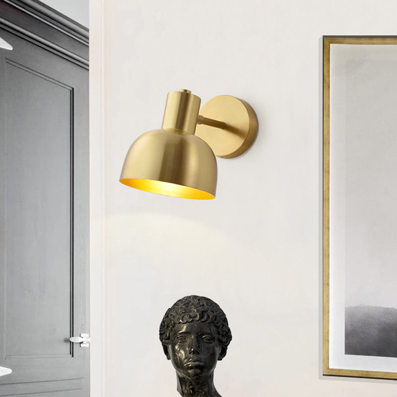 Frendorf | Verstelbare 1 Kop Mini Wandlamp Eenvoudige Gouden Afwerking IJzeren Ronde Wandspotlight, 5"/5,5" Breed