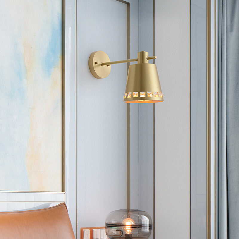 Frendorf | 4"/7.5"/12" W 1 Bulb Wandlamp Moderne Stijl Tapered/Drum/Oval Messing Binnen Wandgemonteerde Verlichting in Goud