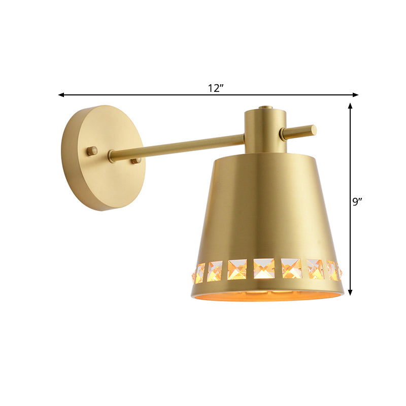 Frendorf | 4"/7.5"/12" W 1 Bulb Wandlamp Moderne Stijl Tapered/Drum/Oval Messing Binnen Wandgemonteerde Verlichting in Goud