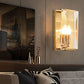 Frendorf | Metalen Rechthoekige Wandlamp Licht Minimalistisch 1 Hoofd Zwart/Messing Afwerking Wandverlichting met Helder/Vorstwerk Kristallen Paneel Schaduw
