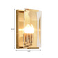 Frendorf | Metalen Rechthoekige Wandlamp Licht Minimalistisch 1 Hoofd Zwart/Messing Afwerking Wandverlichting met Helder/Vorstwerk Kristallen Paneel Schaduw