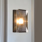 Frendorf | Metalen Rechthoekige Wandlamp Licht Minimalistisch 1 Hoofd Zwart/Messing Afwerking Wandverlichting met Helder/Vorstwerk Kristallen Paneel Schaduw