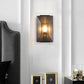 Frendorf | Metalen Rechthoekige Wandlamp Licht Minimalistisch 1 Hoofd Zwart/Messing Afwerking Wandverlichting met Helder/Vorstwerk Kristallen Paneel Schaduw