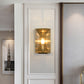 Frendorf | Metalen Rechthoekige Wandlamp Licht Minimalistisch 1 Hoofd Zwart/Messing Afwerking Wandverlichting met Helder/Vorstwerk Kristallen Paneel Schaduw