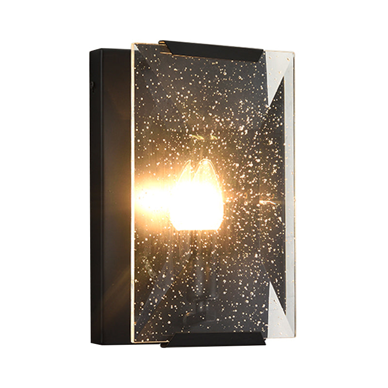 Frendorf | Metalen Rechthoekige Wandlamp Licht Minimalistisch 1 Hoofd Zwart/Messing Afwerking Wandverlichting met Helder/Vorstwerk Kristallen Paneel Schaduw