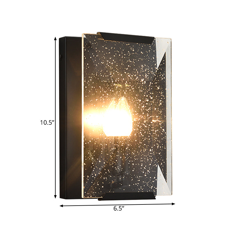 Frendorf | Metalen Rechthoekige Wandlamp Licht Minimalistisch 1 Hoofd Zwart/Messing Afwerking Wandverlichting met Helder/Vorstwerk Kristallen Paneel Schaduw