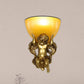 Frendorf | Angel Wandleuchte Colony Metall 1 Kopf Weiß/Gold Wandlampenarmatur mit Kuppel Amber Glas Schirm, Links/Rechts