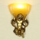 Frendorf | Angel Wandleuchte Colony Metall 1 Kopf Weiß/Gold Wandlampenarmatur mit Kuppel Amber Glas Schirm, Links/Rechts