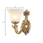Frendorf | 1/2 Bulbs Trumpet Wandleuchte Tradition Opalglas Wandbeleuchtung mit gebogenem Arm aus Messing