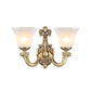 Frendorf | 1/2 Bulbs Trumpet Wandleuchte Tradition Opalglas Wandbeleuchtung mit gebogenem Arm aus Messing