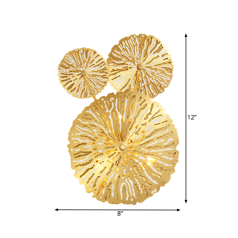 Frendorf | 3/6/7 Köpfe Messing Wandmontage Lampe Asiatischer Stil Gold-Finish Geätztes Lotusblatt Wandlicht Wandleuchte