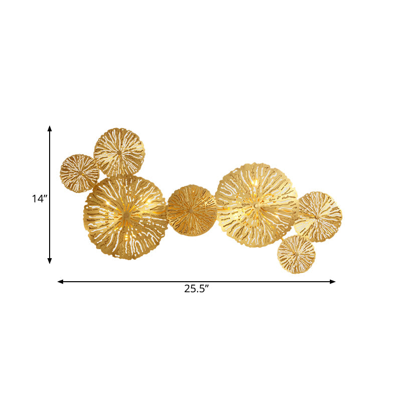 Frendorf | 3/6/7 Köpfe Messing Wandmontage Lampe Asiatischer Stil Gold-Finish Geätztes Lotusblatt Wandlicht Wandleuchte
