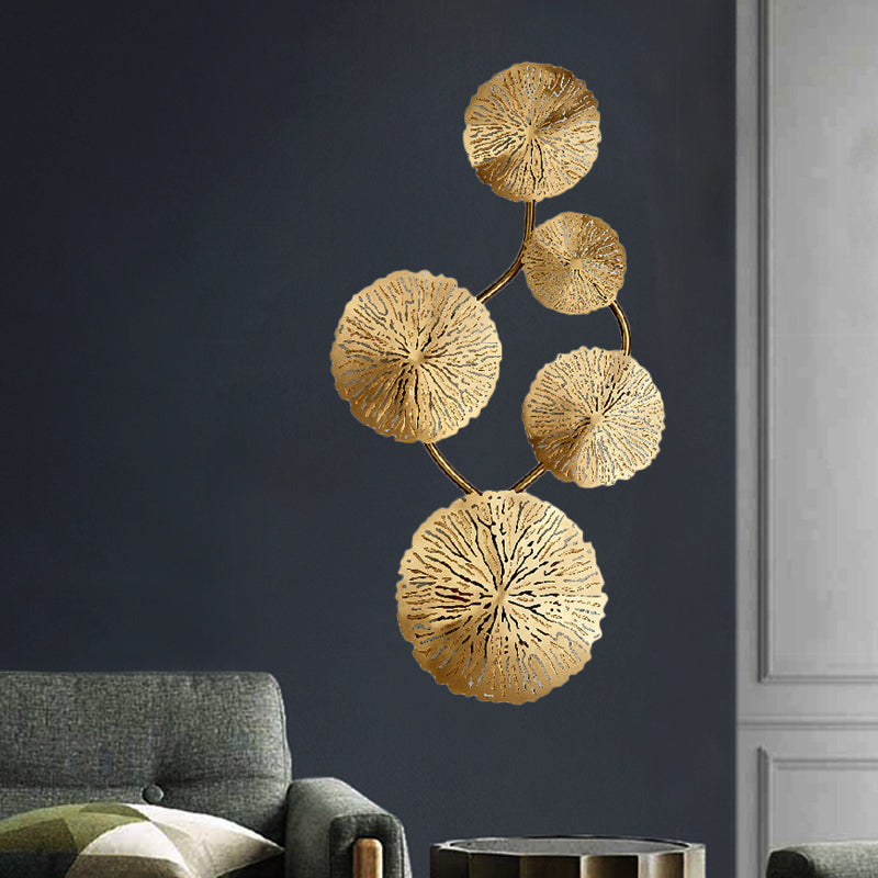 Frendorf | 19,5"/23,5"/28" Breite 5/6/8-Licht Lotusblatt Wandleuchte Art Deco Gold Finish Edelstahl Flush Wandleuchte