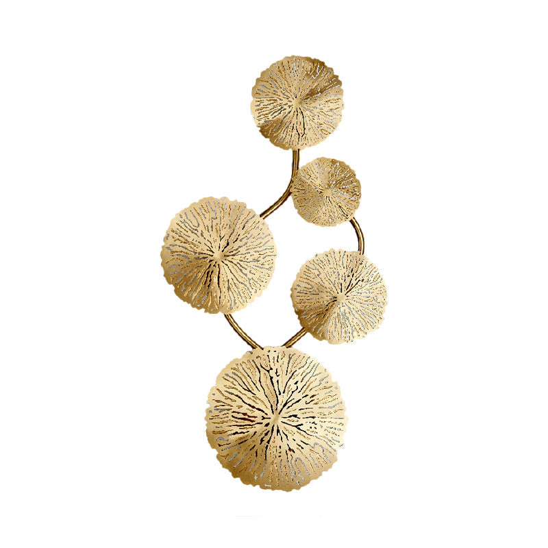 Frendorf | 19,5"/23,5"/28" Breite 5/6/8-Licht Lotusblatt Wandleuchte Art Deco Gold Finish Edelstahl Flush Wandleuchte