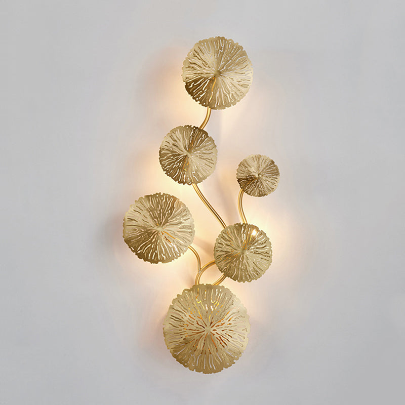 Frendorf | 19,5"/23,5"/28" Breite 5/6/8-Licht Lotusblatt Wandleuchte Art Deco Gold Finish Edelstahl Flush Wandleuchte