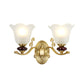 Frendorf | 1/2-Bulb Sconces Licht Fixture mit Petal Shade Frosted Glass Traditionell Stilvoll Schlafzimmer Wandmontierte Licht in Gold