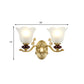 Frendorf | 1/2-Bulb Sconces Licht Fixture mit Petal Shade Frosted Glass Traditionell Stilvoll Schlafzimmer Wandmontierte Licht in Gold