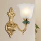 Frendorf | 1/2-Head Bell Wandlamp Vintage Stijl Opal Glass Wandmontage Lamp met Gouden Gebogen Arm voor Bedzijde