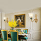 Frendorf | 1/2-Head Bell Wandlamp Vintage Stijl Opal Glass Wandmontage Lamp met Gouden Gebogen Arm voor Bedzijde