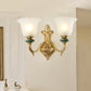 Frendorf | 1/2-Head Bell Wandlamp Vintage Stijl Opal Glass Wandmontage Lamp met Gouden Gebogen Arm voor Bedzijde