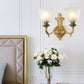 Frendorf | 1/2-Head Bell Wandlamp Vintage Stijl Opal Glass Wandmontage Lamp met Gouden Gebogen Arm voor Bedzijde
