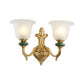 Frendorf | 1/2-Head Bell Wandlamp Vintage Stijl Opal Glass Wandmontage Lamp met Gouden Gebogen Arm voor Bedzijde